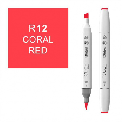 Маркер "Touch Brush" 012 красный коралл R12 sela39 YTZ2